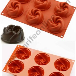 Cake Decor Silicon 6 Cavity Round Swirl Bunt Shape Mould Muffin Cupcake Mould