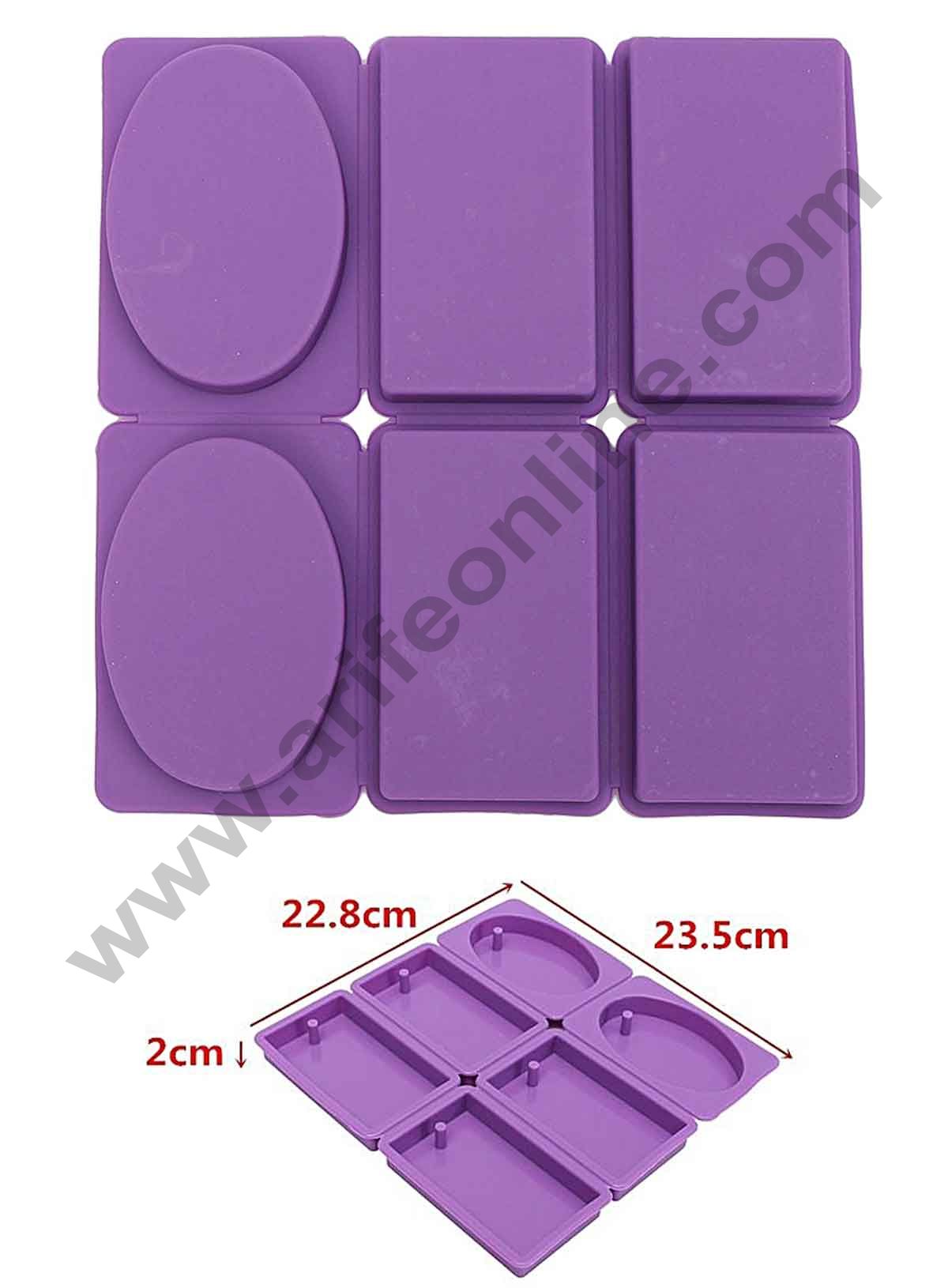 Cake Decor 6 cavity Rectangular Oval Shape Silicone moulds for Soaps Jelly Desserts