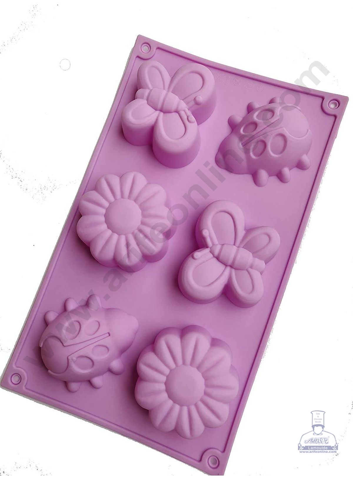 Cake Decor 6 Cavity Silicon Flower Bug Mould Baking Chocolate Cake (SBSM-833)