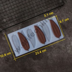Cake Decor Silicon 6 in 1 Long Narrow Leaf Shape Chocolate Garnishing Mould Cake Insert Decoration Mould