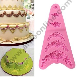 Cake Decor Silicon 6 in 1 Rose Border Desing Fondant Clay Marzipan Cake Decoration Mould