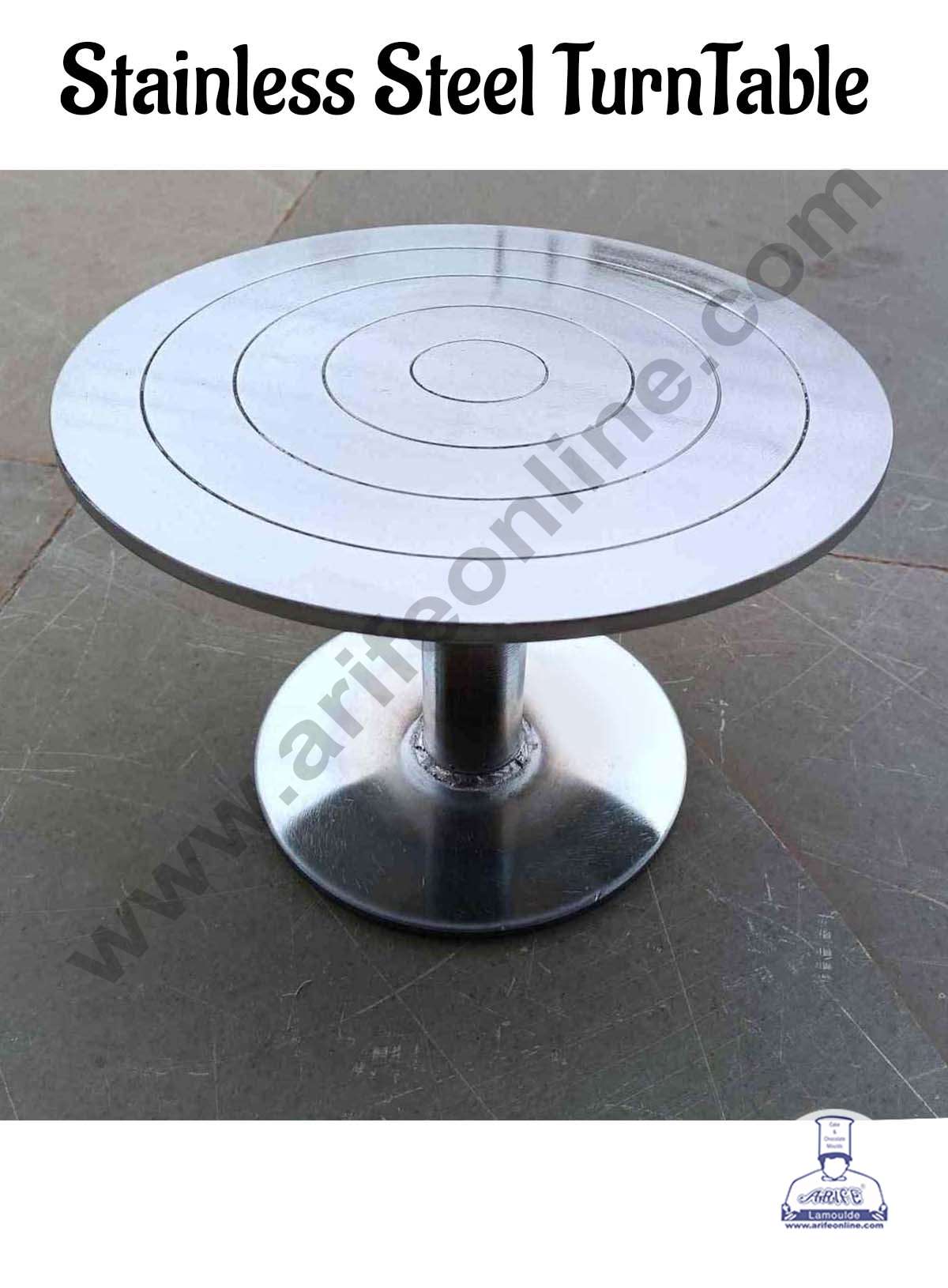 CAKE DECORβ’ 360Β° Rotating Stainless Steel Cake Turntable (10 Inch) - Heavy