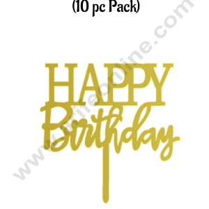 CAKE DECORβ’ 3 Inch 10 pcs Golden Acrylic Cake Topper - Happy Birthday ( SBMT-3INCH-04 )