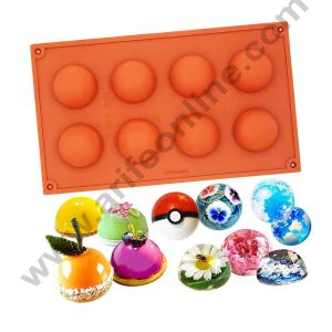 Cake Decor 8 Cavity Plain Round Ball Shape Silicone Mould Silicon Muffin Mold SBSM-758