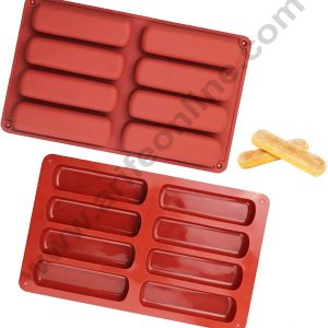 CAKE DECOR™ 8 Cavity Stick Shape Silicon Mould | Finger Biscuit Silicone Mould