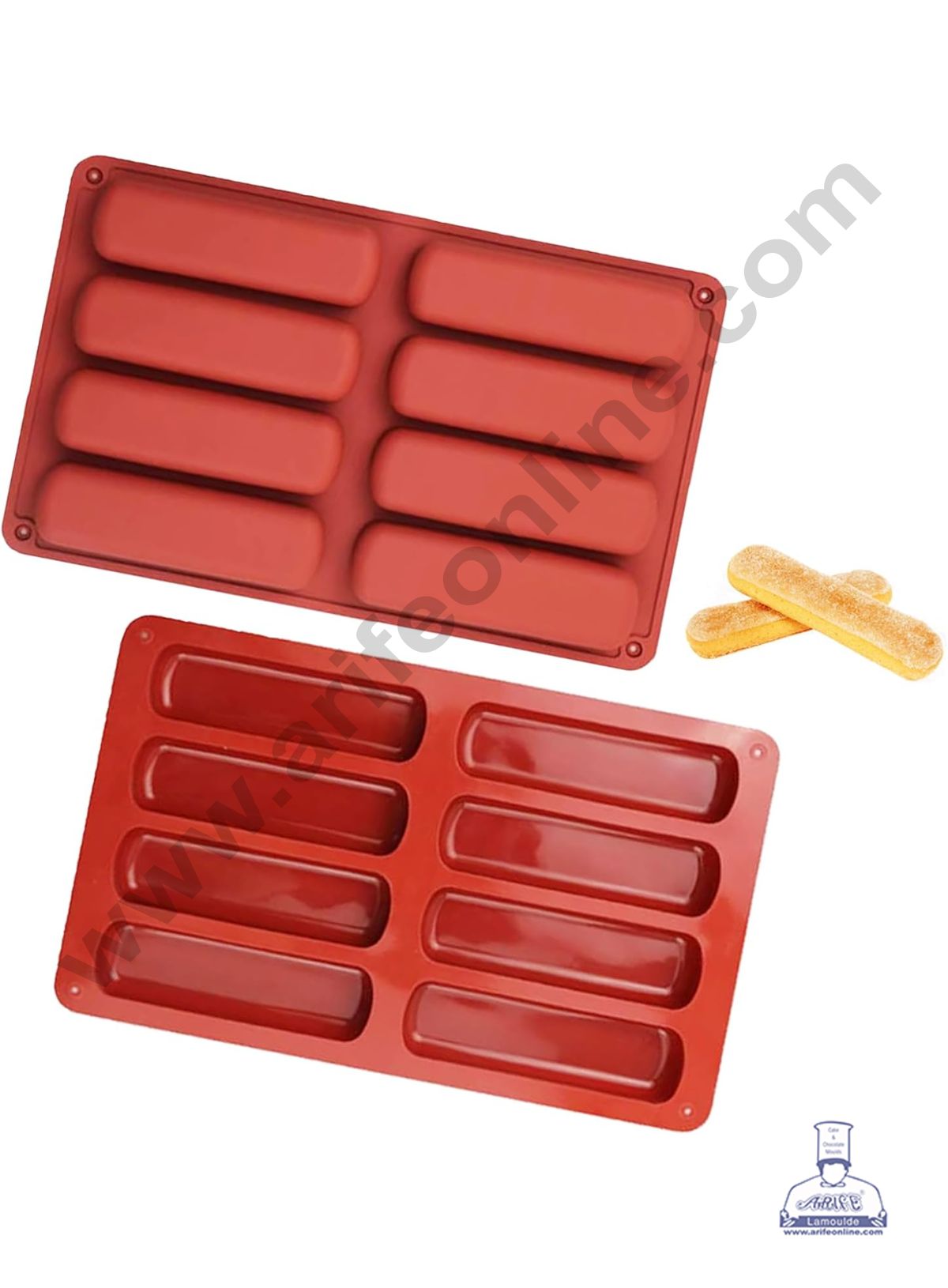 CAKE DECORβ’ 8 Cavity Stick Shape Silicon Mould | Finger Biscuit Silicone Mould