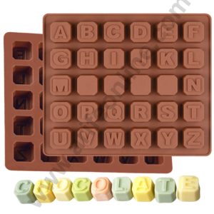 Cake Decor 30-Cavity A to Z Alphabets Shape Ice Cube Tray Silicone Brown Chocolate Moulds