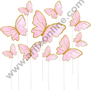 CAKE DECORβ’ 10 Pcs Imported Light Pink Butterfly Paper Topper for Cake & Cupcake Decoration (SBMT-PT-IMP-012)
