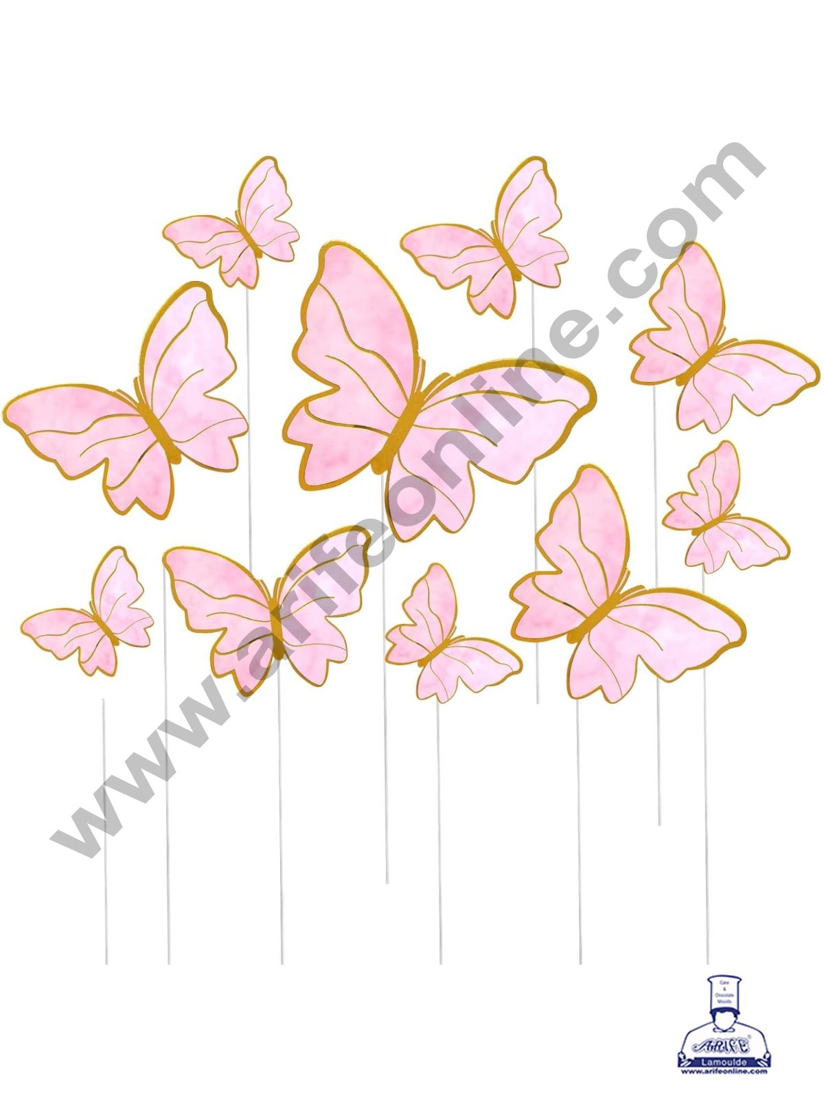 CAKE DECOR™ 10 Pcs Imported Light Pink Butterfly Paper Topper for Cake & Cupcake Decoration (SBMT-PT-IMP-012)