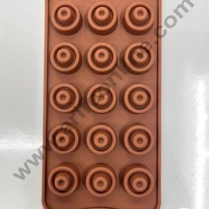 Cake Decor Silicon 15 Cavity Circle Shape Brown Chocolate Mould, Ice Mould, Chocolate Decorating Mould