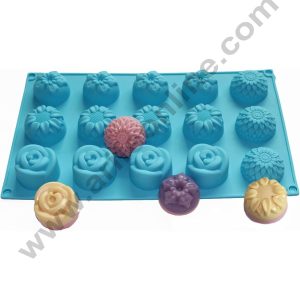 Cake Decor Silicon 15 in 1 Mix Flower Design Muffin Cupcake Mould