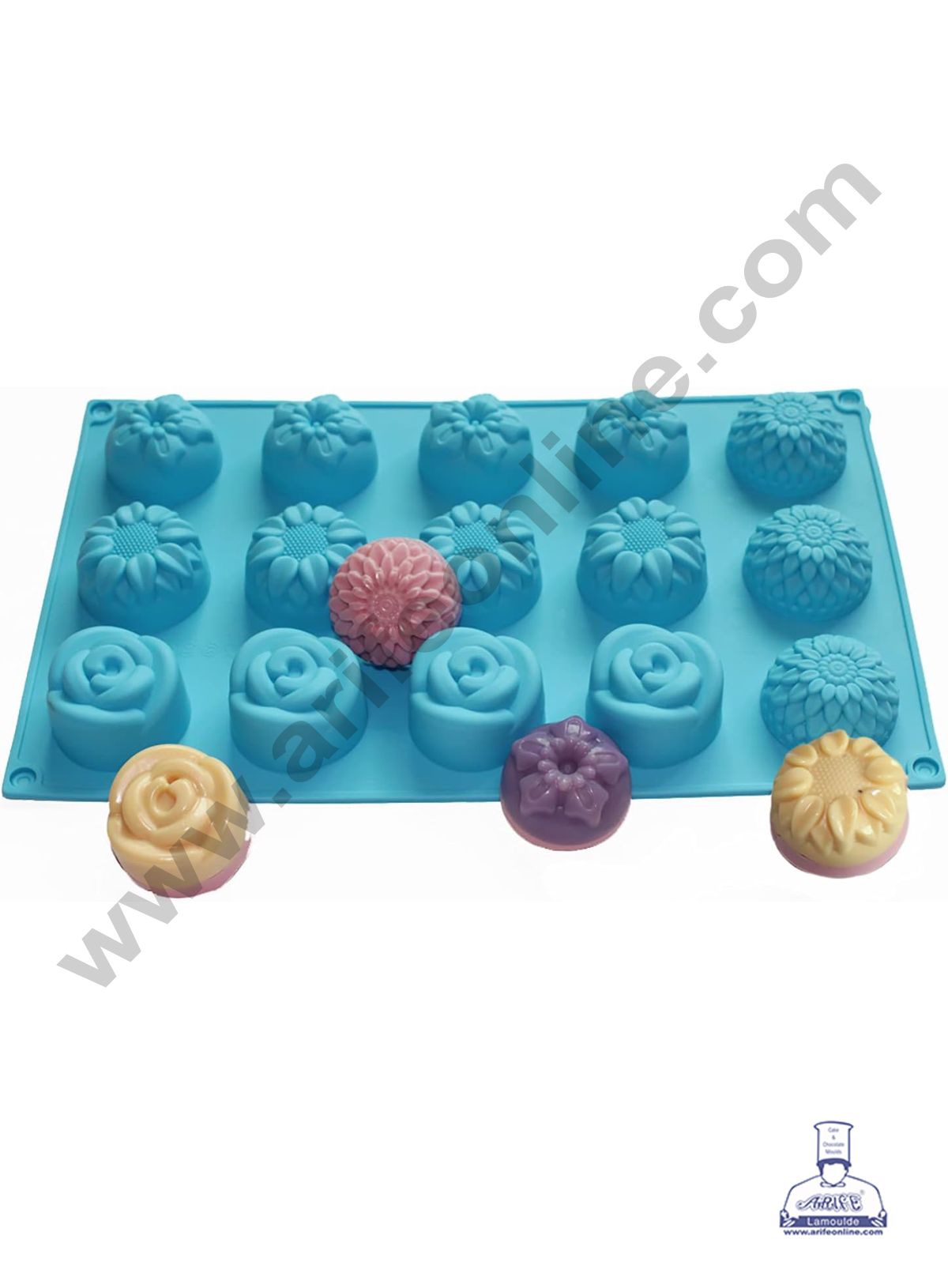 Cake Decor Silicon 15 in 1 Mix Flower Design Muffin Cupcake Mould