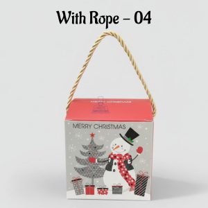 Christmas Chocolate Goodie Box With Rope - 04 | 10 x 10 x 10 cm | 1 Piece - CAKE DECORβ’