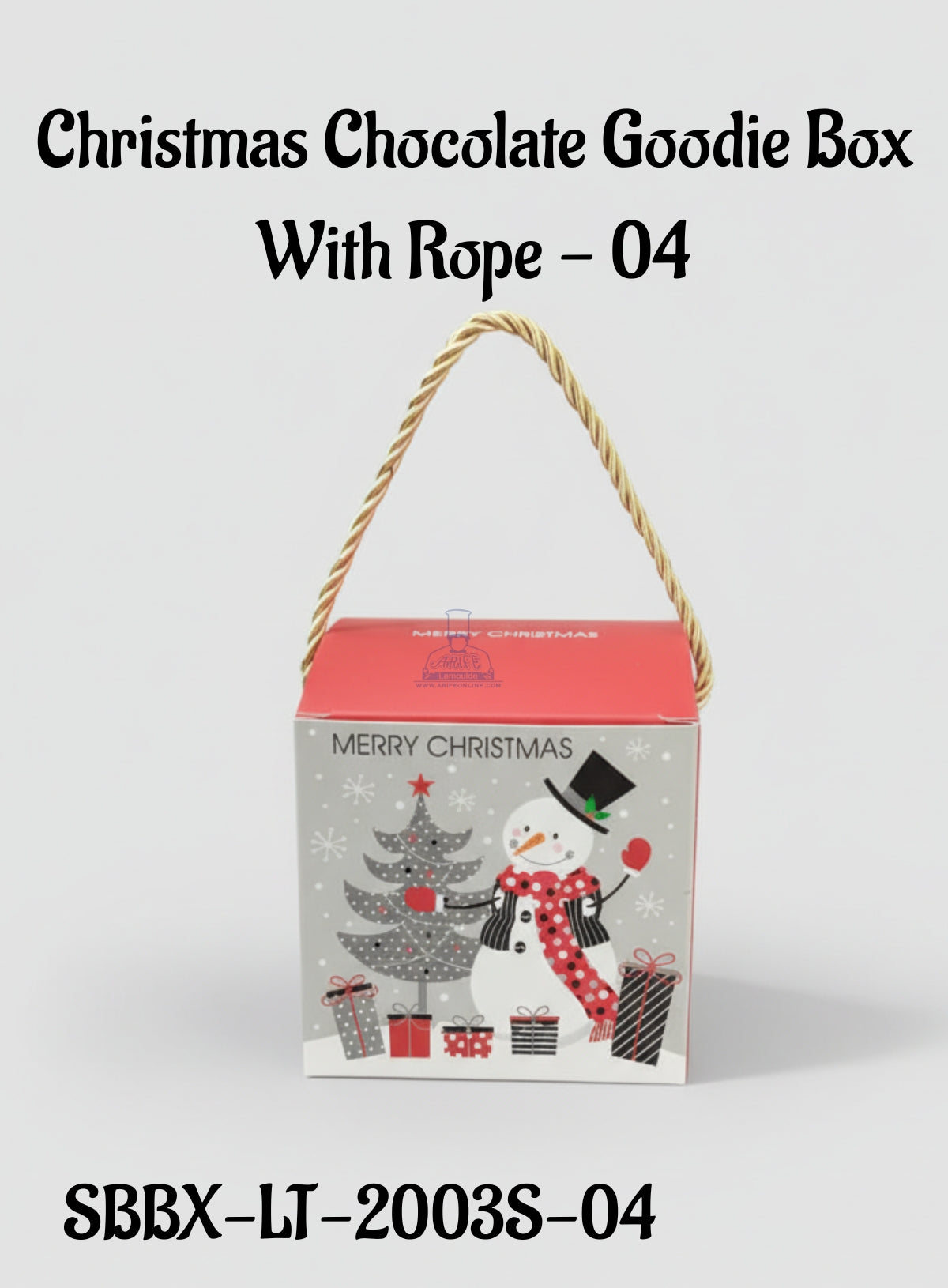 Christmas Chocolate Goodie Box With Rope - 04 | 10 x 10 x 10 cm | 1 Piece - CAKE DECORβ’