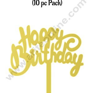 CAKE DECORβ’ 3 Inch 10 pcs Golden Acrylic Cake Topper -Simple Happy Birthday ( SBMT-3INCH-15 )