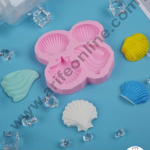 Cake Decor Silicone 4 Cavity Seashell Moulds Silicone Fondant Molds Reusable Mold Shells Design for Cake Decoration