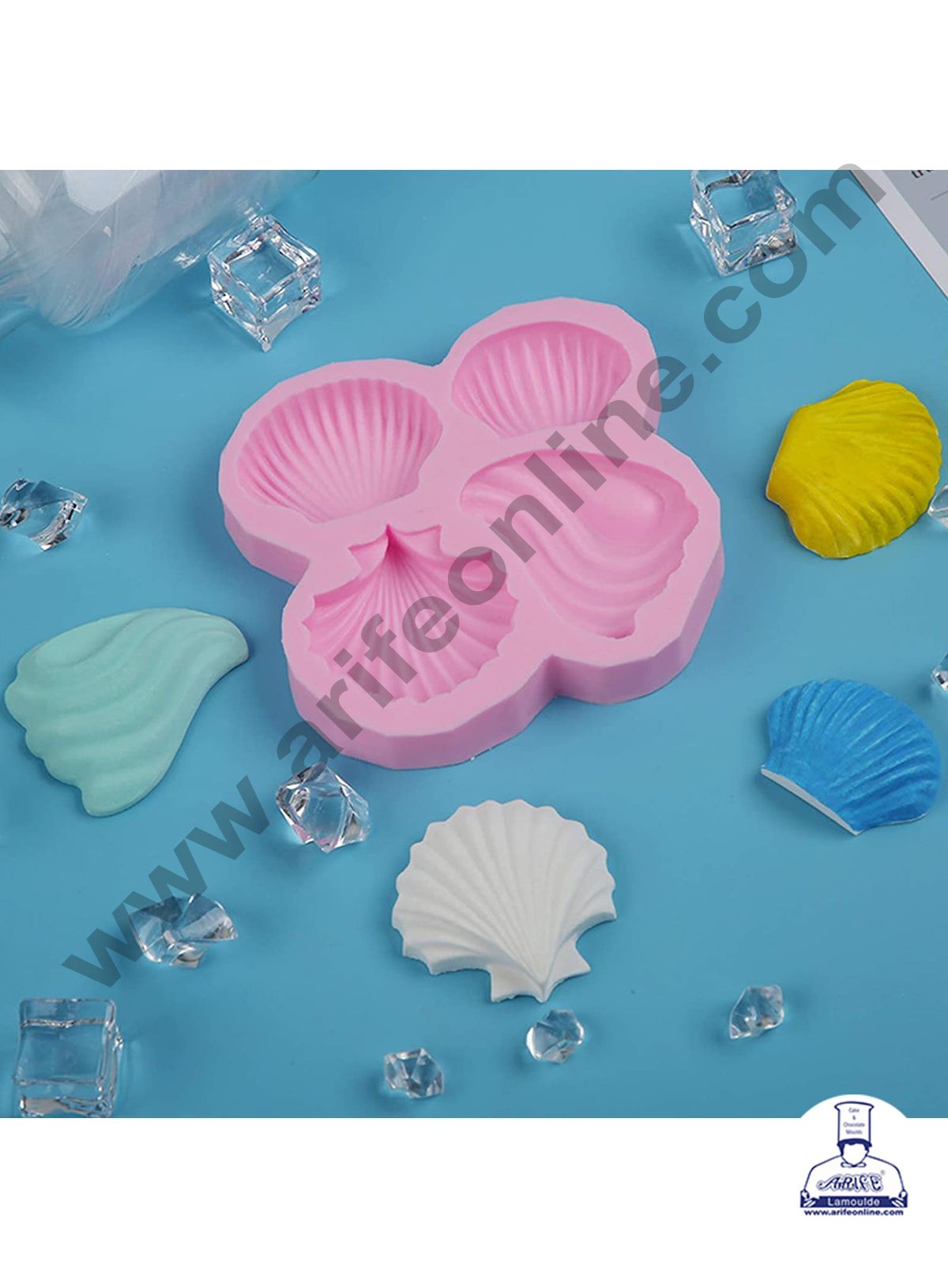 Cake Decor Silicone 4 Cavity Seashell Moulds Silicone Fondant Molds Reusable Mold Shells Design for Cake Decoration