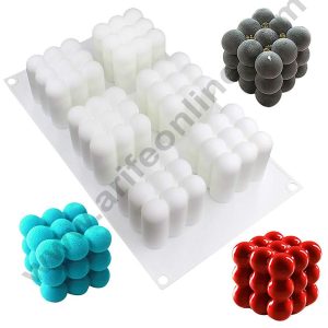 Cake Decor Silicon 6 Cavity Cube Puzzle Mould Baking Chocolate Cake and Making 3D Handmade Candles