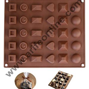 Cake Decor Silicon 30 Cavity Mix Design Brown Chocolate Mould, Ice Mould, Chocolate Decorating Mould