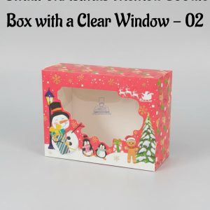 Small Christmas Themed Goodie Box with a Clear Window - 02 | 20 x 15 x 6 cm | 1 Piece - CAKE DECORβ’
