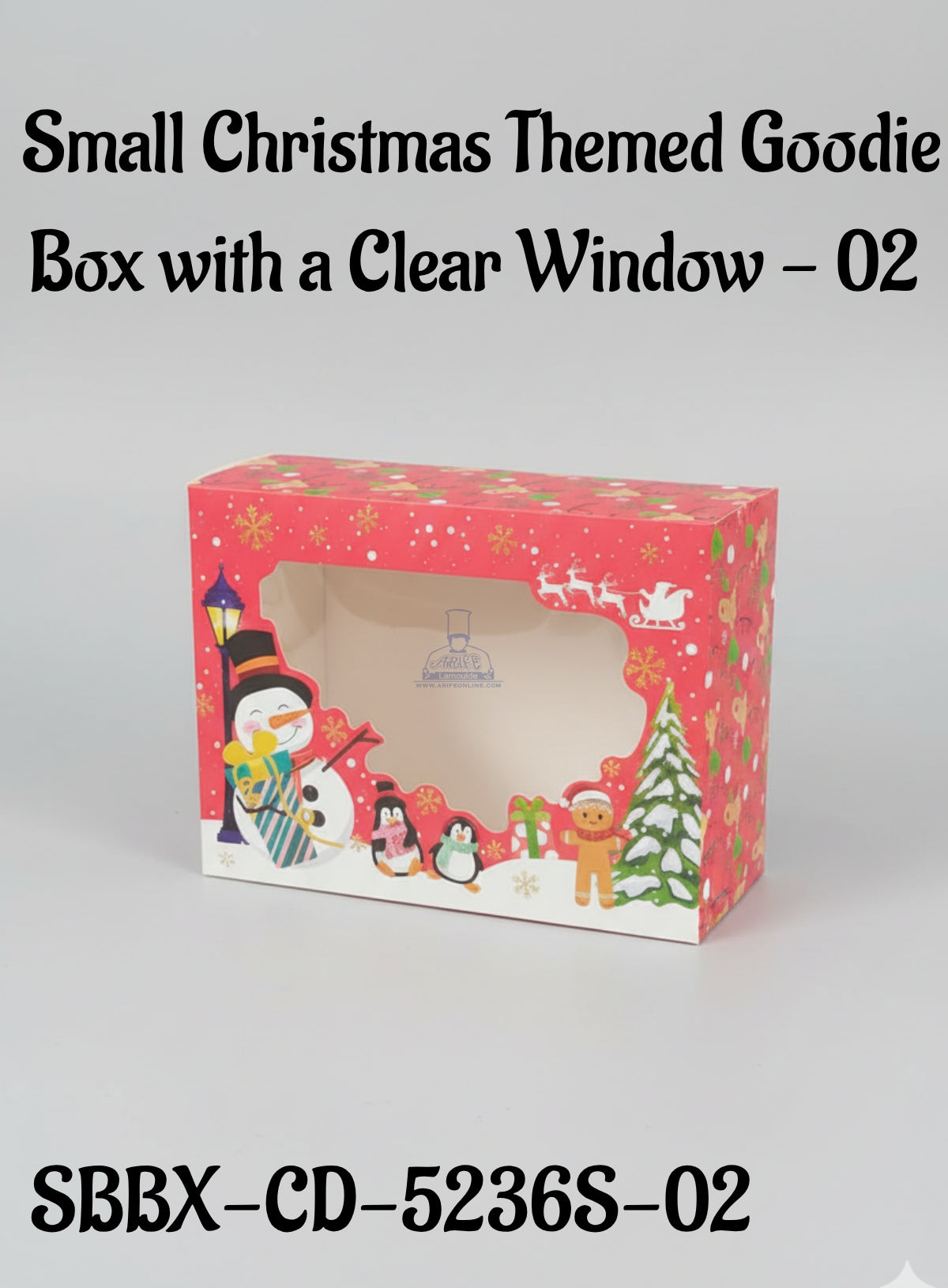 Small Christmas Themed Goodie Box with a Clear Window - 02 | 20 x 15 x 6 cm | 1 Piece - CAKE DECORβ’
