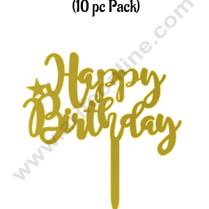 CAKE DECORβ’ 3 Inch 10 pcs Golden Acrylic Cake Topper - Happy Birthday Star( SBMT-3INCH-14 )