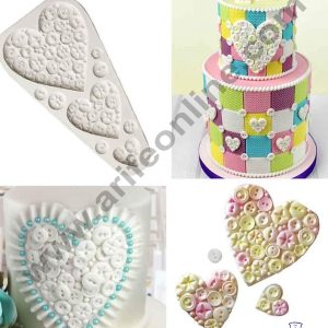 Cake Decor Silicone Heart Button Shape Fondant Marzipan Mould