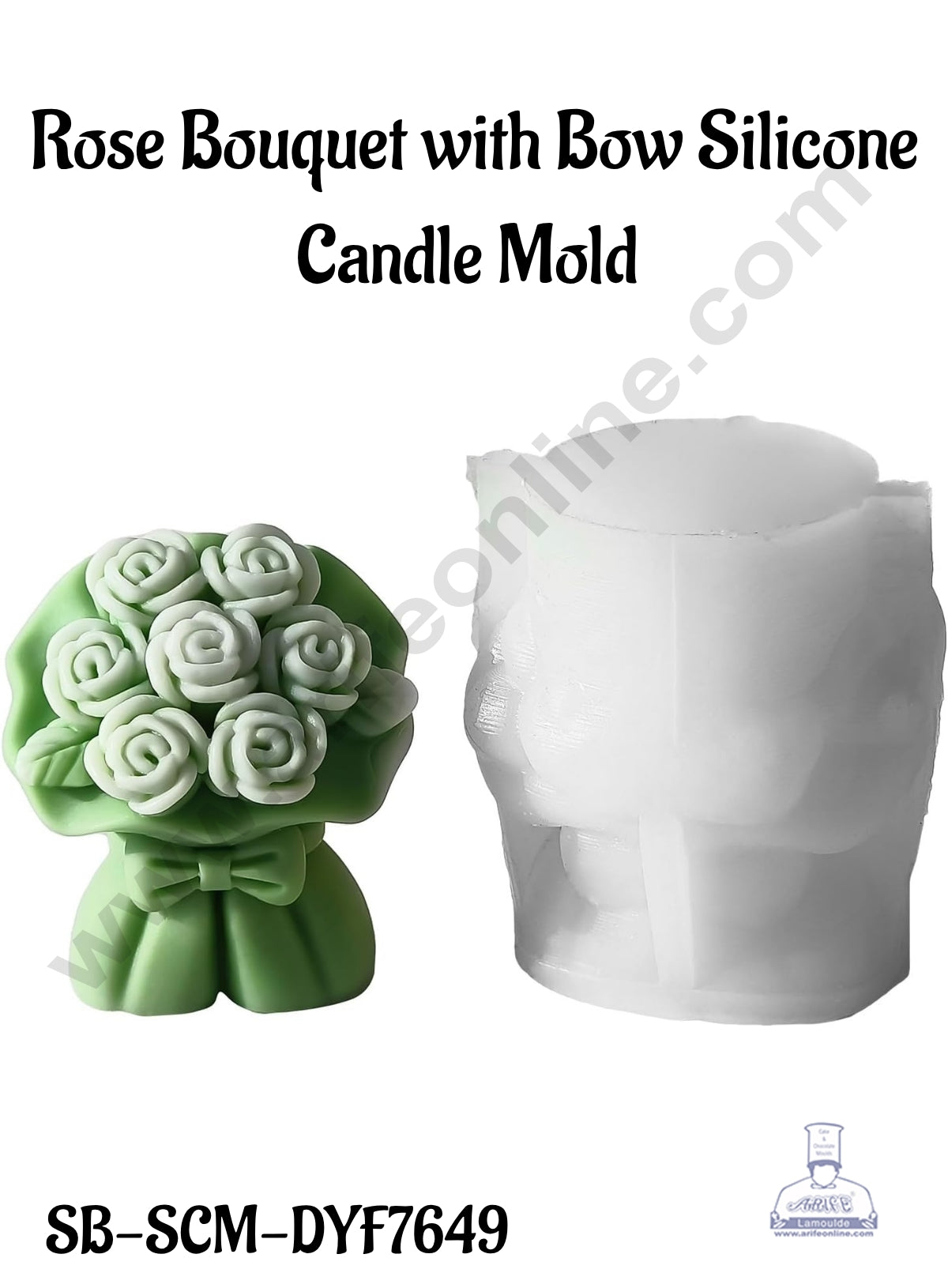 CAKE DECOR™ Rose Bouquet with Bow Silicone Candle Mold│SB-SCM-DYF7649│