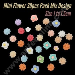 CAKE DECOR™ Mini Flower Resin Charms Flatback For Cake & Cupcake Decoration Toppers - 30 Pcs Pack