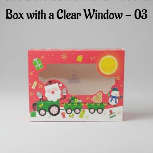 Small Christmas Themed Goodie Box with a Clear Window - 03 | 20 x 15 x 6 cm | 1 Piece - CAKE DECORβ’