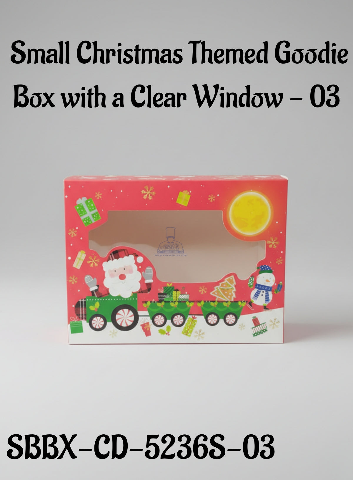 Small Christmas Themed Goodie Box with a Clear Window - 03 | 20 x 15 x 6 cm | 1 Piece - CAKE DECORβ’