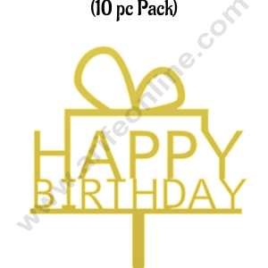 CAKE DECORβ’ 3 Inch 10 pcs Golden Acrylic Cake Topper - Happy Birthday ( SBMT-3INCH-03 )