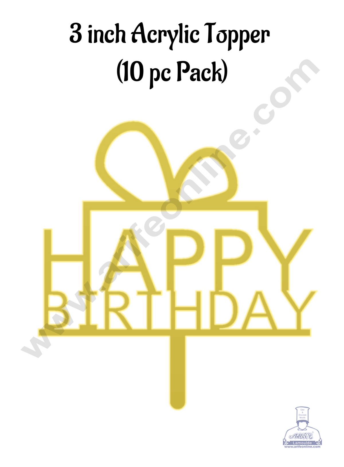 CAKE DECOR™ 3 Inch 10 pcs Golden Acrylic Cake Topper - Happy Birthday ( SBMT-3INCH-03 )