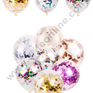 Cake Decor Balloons with Multi Colored Pre-filled Confetti (Pack of 5 Pcs)