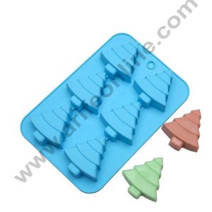 Cake Decor 6 Cavity Christmas Tree Silicon Moulds Muffin Mould