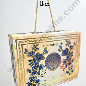 Cream Floral Foldable Hard Hamper Box With Handle | Gift Box | Present Box - 1 Pc - CAKE DECORβ’
