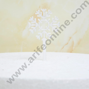 CAKE DECOR™  3 inch White Acrylic Snowflake Cutout for Christmas Decoration Cutout Cake Topper Cake Decoration | 10 piece pack (SBMT - 6037)