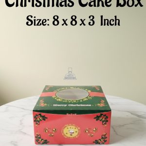 Small Christmas Cake Box | Size: 8 x 8 x 3  Inch | 10 Piece Pack - CAKE DECOR™