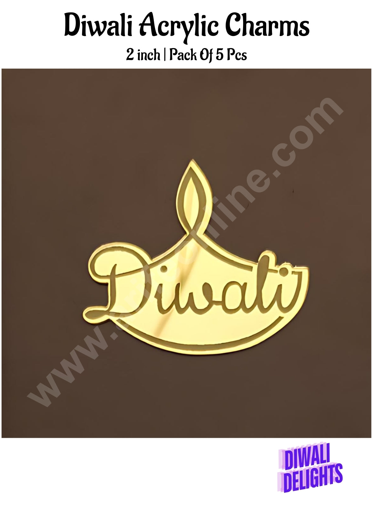 Cake Decorβ’ Acrylic Happy Diwali Charms For Hampers Cake and Cupcakes Toppers ( SBMT-DCharms-006 )