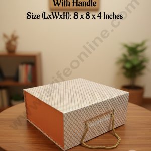 CAKE DECOR™ Orange Geometric Folding Hard Hamper Box With Handle | Gift Box | Present Box - 1 Pc | SBBX-HFFB-OG|