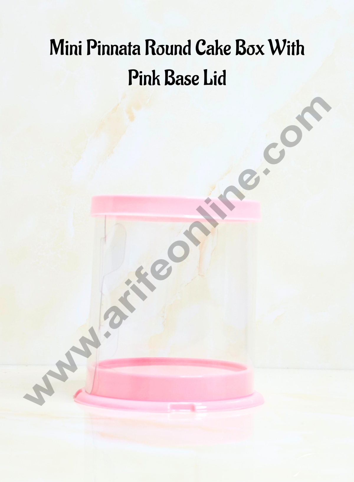 CAKE DECOR™ Mini Pinnata Round Cake Box With Pink Base Lid | Gift Box | Hamper Box | Pinata Box | 1 piece box(Small).