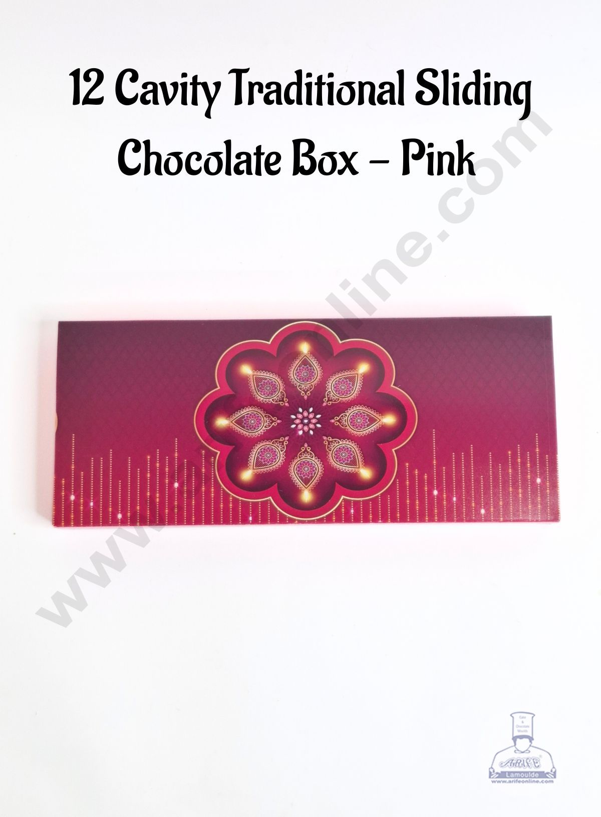 12 Cavity Traditional Sliding Chocolate Box With Cavity - Pink (10 Pcs Pack) - CAKE DECORβ’