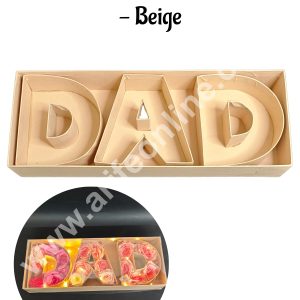 Elegant Fathers Day DAD Monogram Flower Gift Box with Transparent Lid (Beige) - CAKE DECOR™