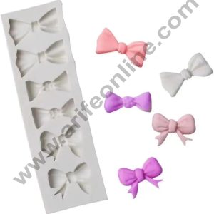 Cake Decor Silicone 6 Cavity Cute Ribbon Pink Fondant Marzipan Mould