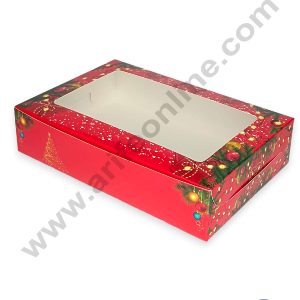 CAKE DECOR™ Christmas Theme 6 Cavity Brownie Boxes with Clear Window – Theme 9 ( 10 Pcs Pack )