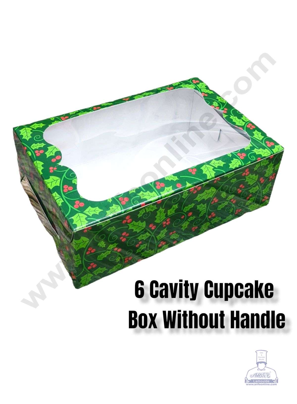 CAKE DECORβ’ Christmas Theme 6 Cavity Cupcake Boxes Clear Window Without Handle, Cupcake Carriers β Christmas Theme 5 ( 10 Pcs Pack )