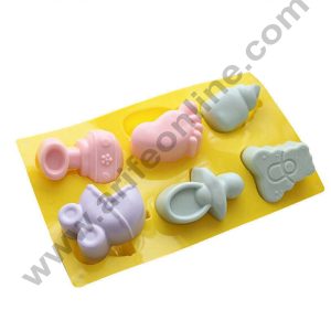 Cake Decor 6 Cavity Baby Shower Silicon Moulds Muffin Mould