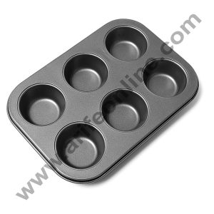 Non-Stick Aluminium 6-Cavity Muffin Tray β Perfect for Baking Muffins and Cupcakes - CAKE DECORβ’