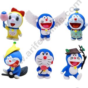 CAKE DECOR™ 6 Pcs Doremon Mini Figures Set Cake & Cupcake Topper Decorations