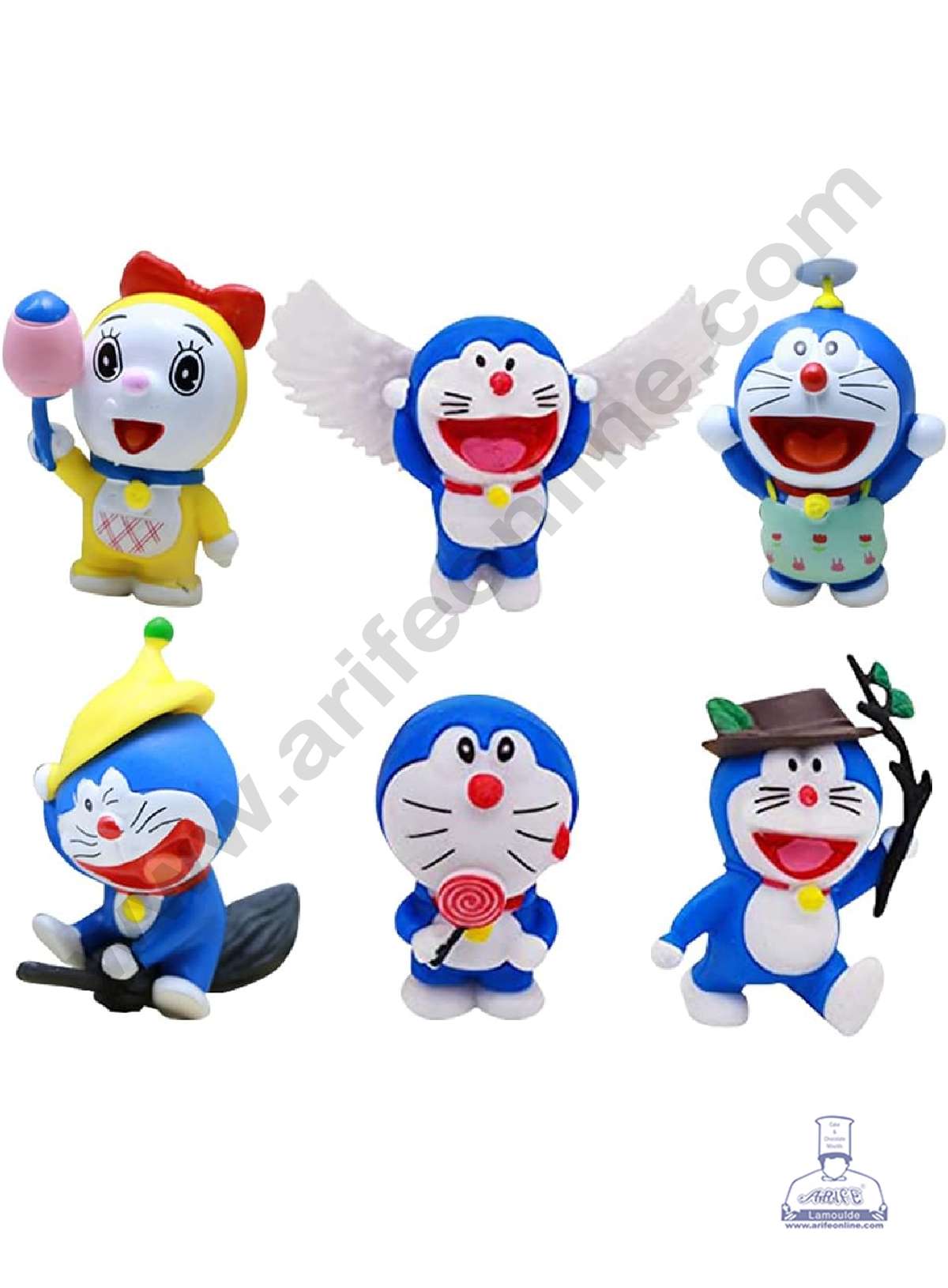 CAKE DECOR™ 6 Pcs Doremon Mini Figures Set Cake & Cupcake Topper Decorations